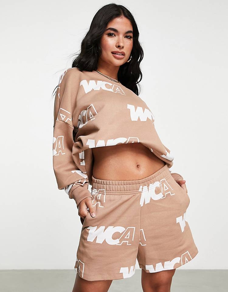 ASOS Weekend Collective monogram short in beige - part of a set